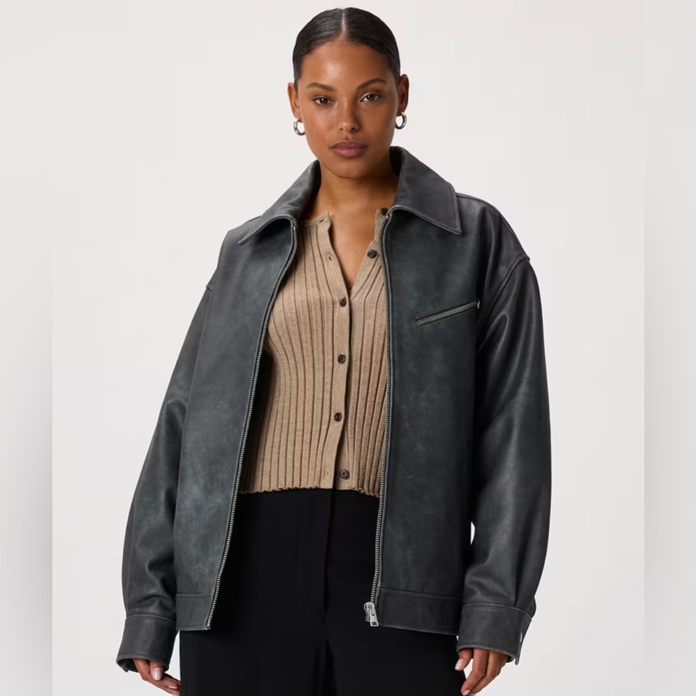 NWT Reformation Veda Marco Oversized Leather Bomber Jacket Sz Medium